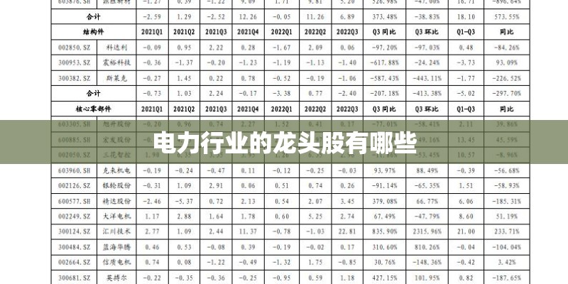 电力行业的龙头股有哪些